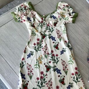 Lace trim midi dress square neck